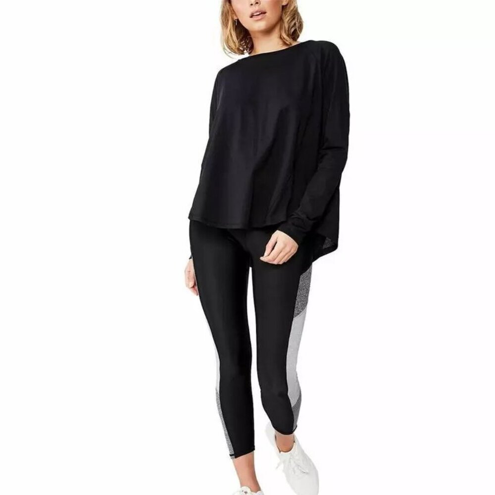 COTTON ON Ladies Active Rib Long Sleeve Top, BLACK, XL